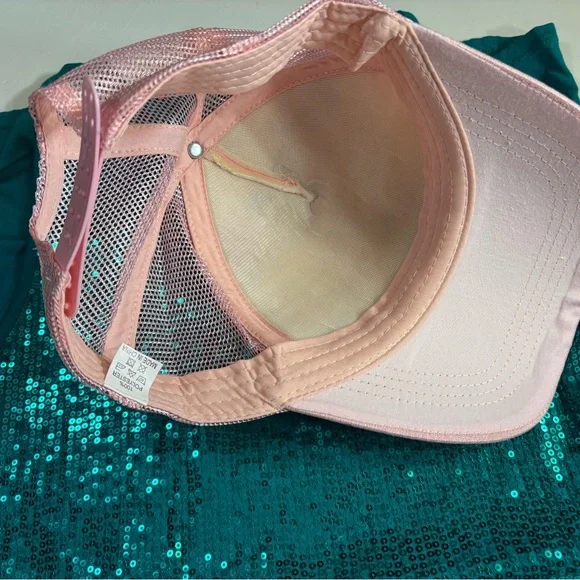 Sparkly Pink Rhinestone Bedazzled Beaded Baseball Hat Cap - Picture 7 of 9